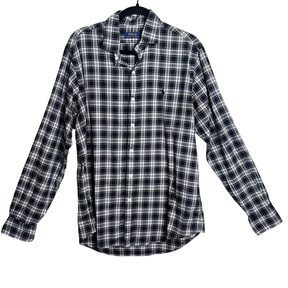 Polo Ralph Lauren Plaid Button Down Shirt Large Dark Academia Preppy Classic 409